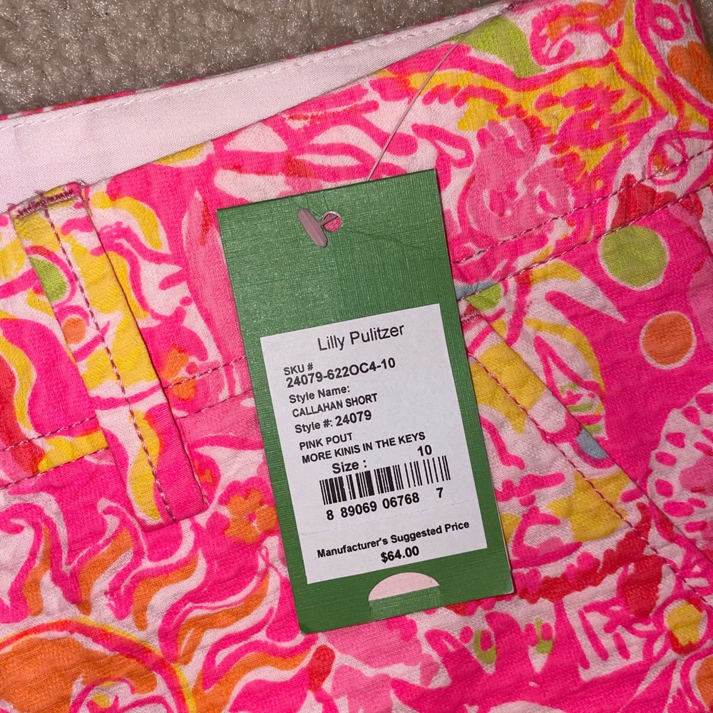 Lilly Pulitzer Pink & Yellow Printed Women’s Shorts - Picture 2 of 3
